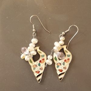 Cloisienne seashell earrings
